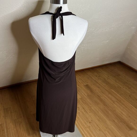 Vintage Perseption Halter Dress Womens Medium Brown Y2k USA Whimsical - Picture 7 of 8